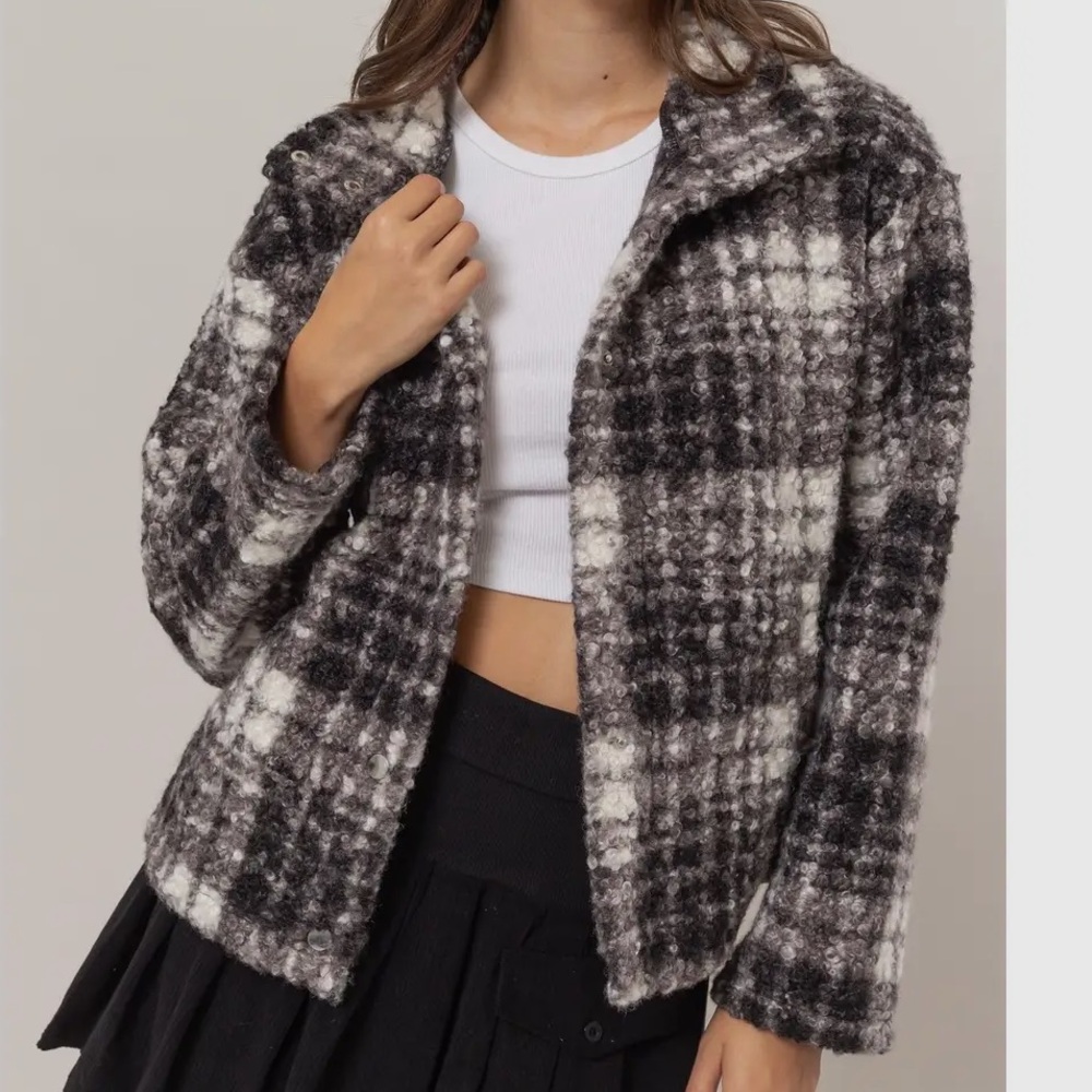 Plaid Women's Jacket in Black and White